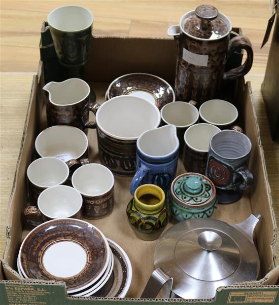 A collection of Rye pottery and a 1960s Old Hall Robert Welch teapot